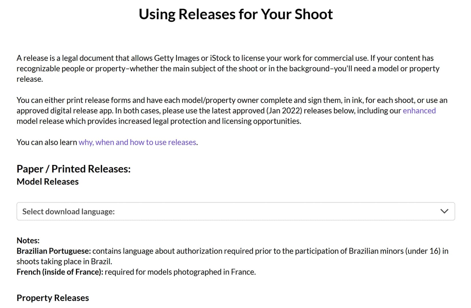 Model Release di Shutterstock