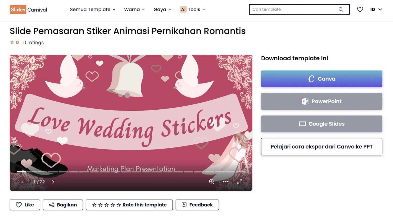 Template PPT Gratis Bergerak dengan Tema Romantis