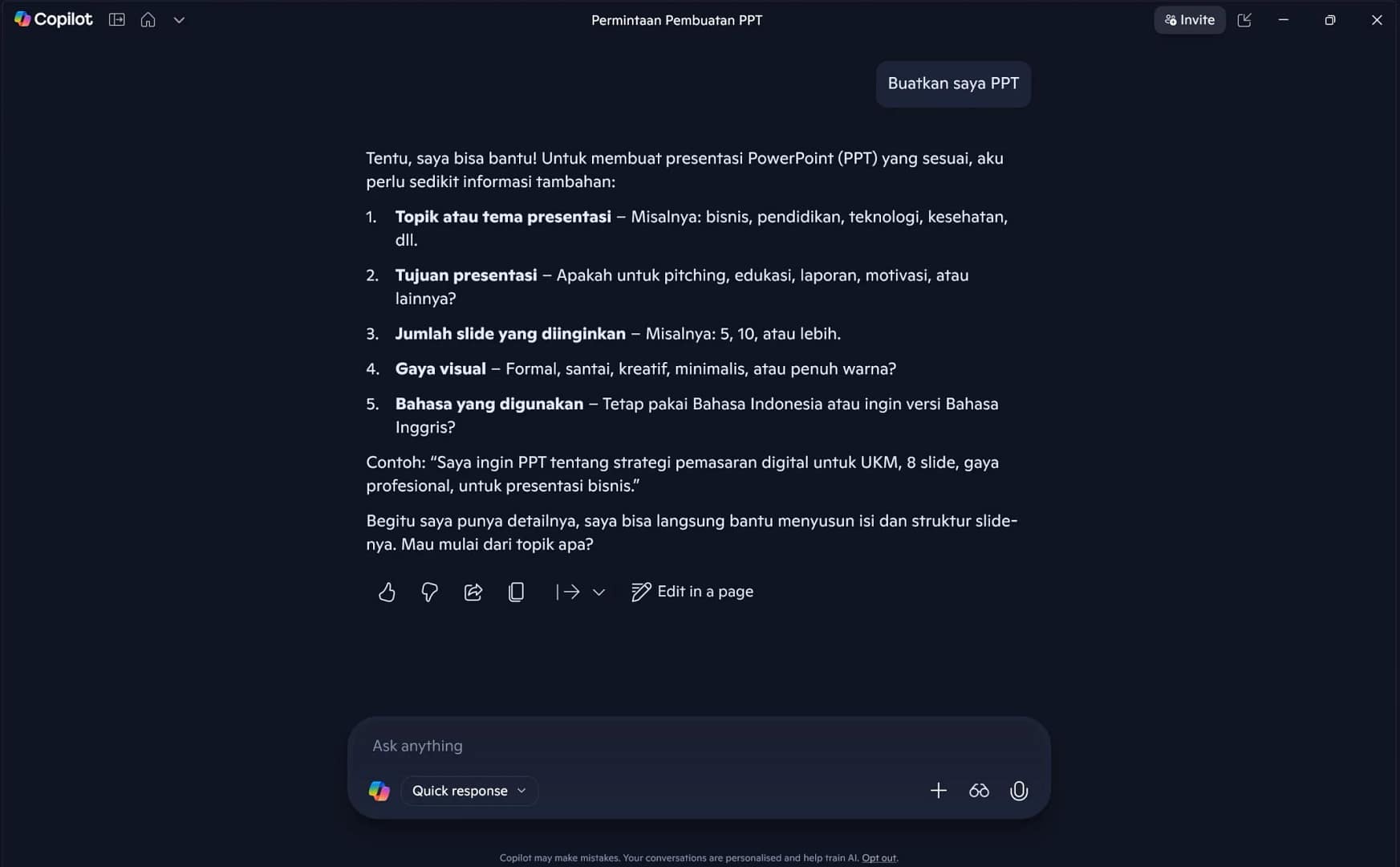 Microsoft 360 melalui Aplikasi Copilot