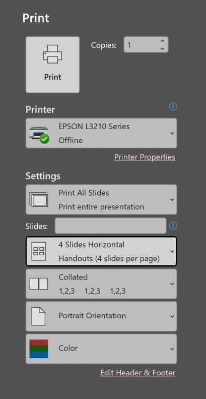 Membuka Pengaturan Print