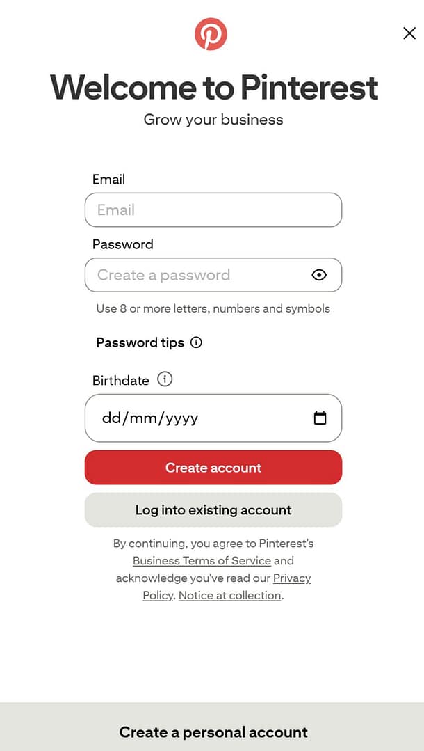 Membuat Akun Pinterest Bisnis